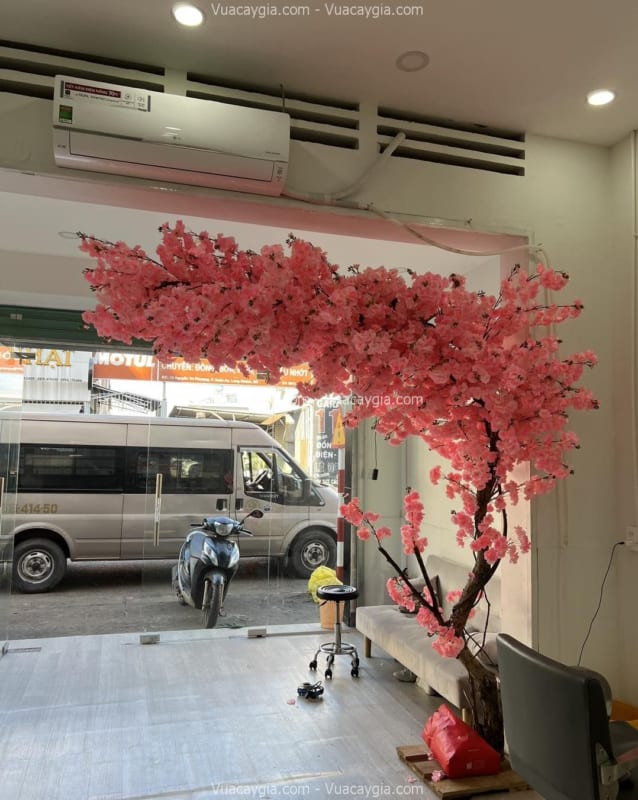 cây hoa anh đào giả trang trí quán spa